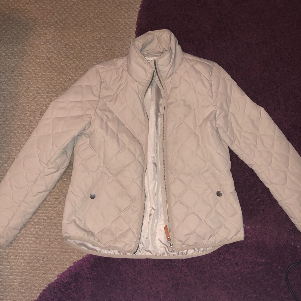 H&M quilted zip up khaki jacket Sz 14